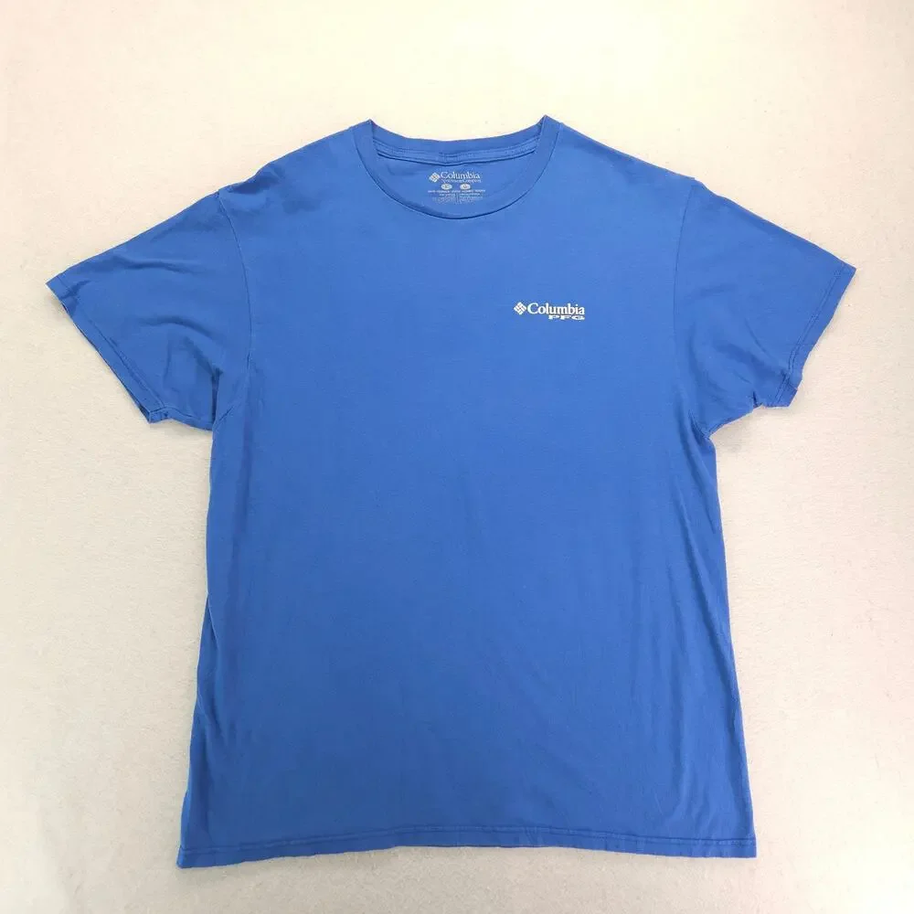 Columbia Short Sleeve Crew Neck Graphic T Shirt Mens Size Large L Blue - Picture 4 of 9
